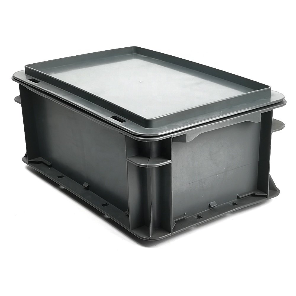 Industrial Style Euro 4.7L Mini Plastic Storage Box Container Stackable Crate Bins with Cover for Logistics Transport Moving Box
