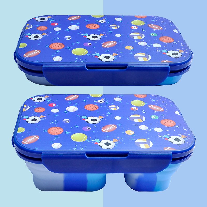 Wholesale Cute Kawai Food Storage Container Children School Lunchbox Folding Kids Silicone Bento Lunch Box