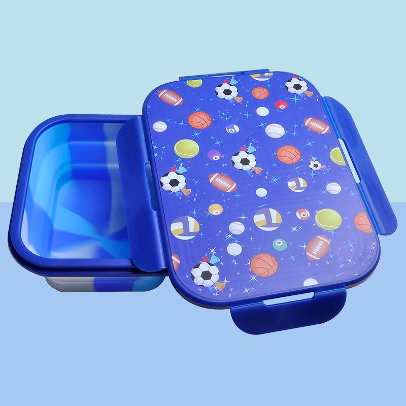 Wholesale Cute Kawai Food Storage Container Children School Lunchbox Folding Kids Silicone Bento Lunch Box