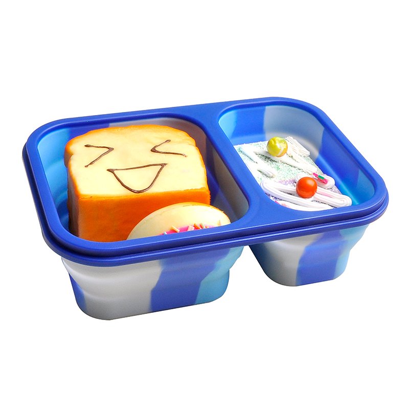 Wholesale Cute Kawai Food Storage Container Children School Lunchbox Folding Kids Silicone Bento Lunch Box