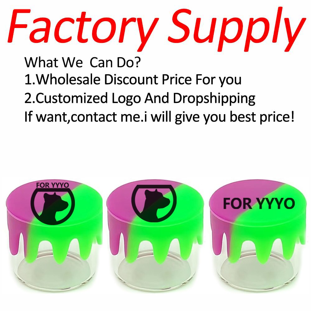 Glass Box 5ml Custom Logo Wax Jar Silicone Lid Tobacco Storage Container Herb Dry Smoking Accessories Jars Bottles For Grinder