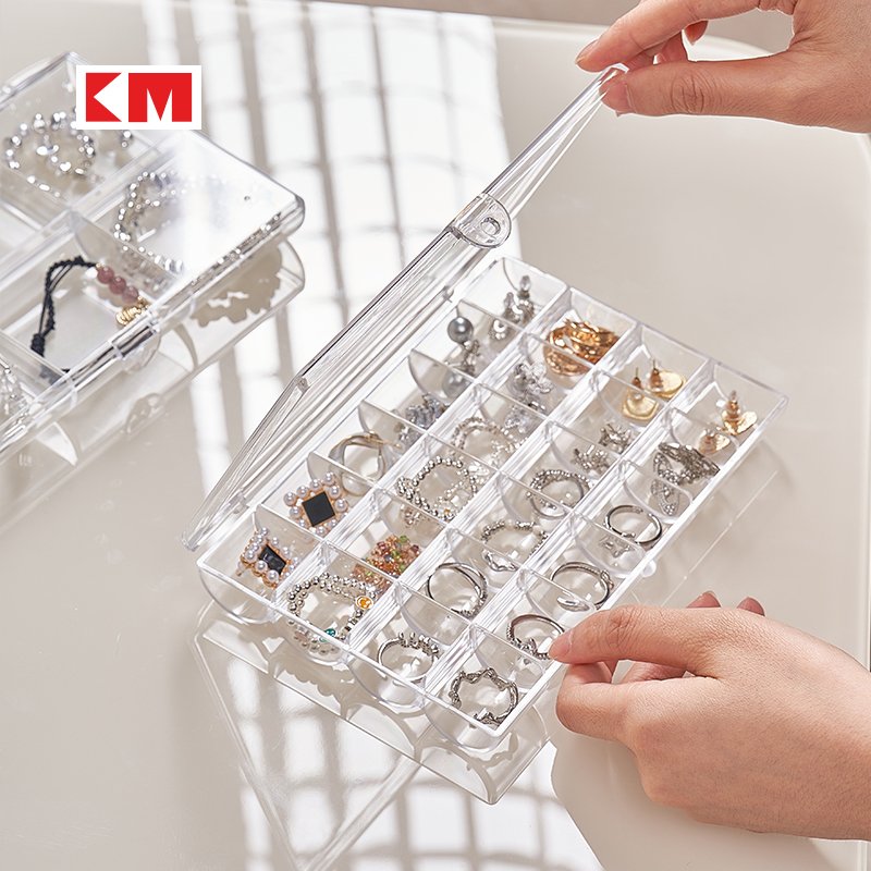 Earrings jewelry storage box Jewelry earrings necklace accessories box multi-cell organizer clear storage box