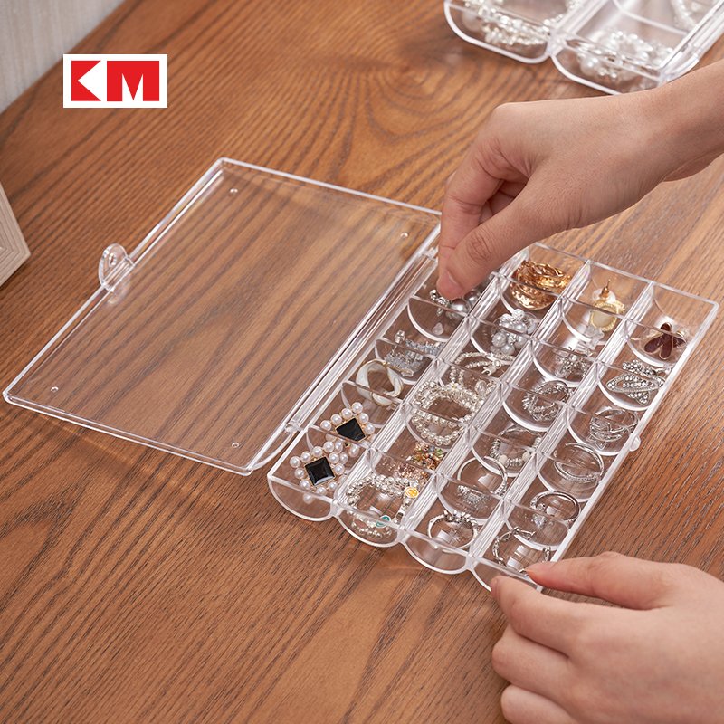 Earrings jewelry storage box Jewelry earrings necklace accessories box multi-cell organizer clear storage box
