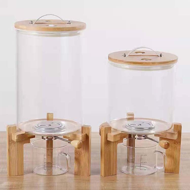 5L 7.5L Food Storage Glass Tank Large Capacity Kitchen Using High Borosilicate Rice Glass Jar with Bamboo Wooden Lid