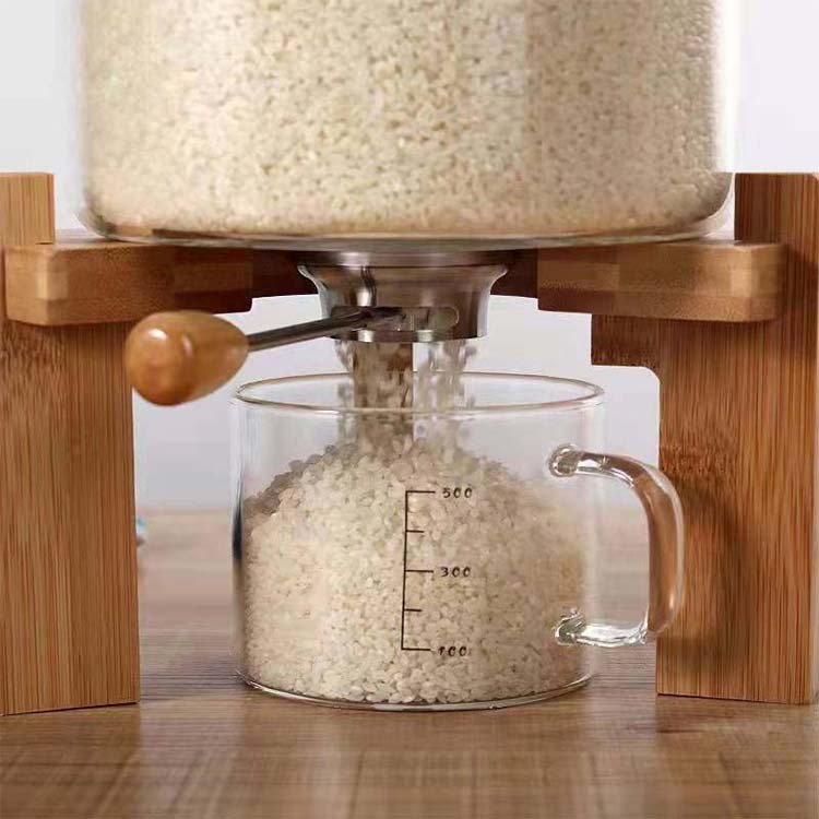 5L 7.5L Food Storage Glass Tank Large Capacity Kitchen Using High Borosilicate Rice Glass Jar with Bamboo Wooden Lid