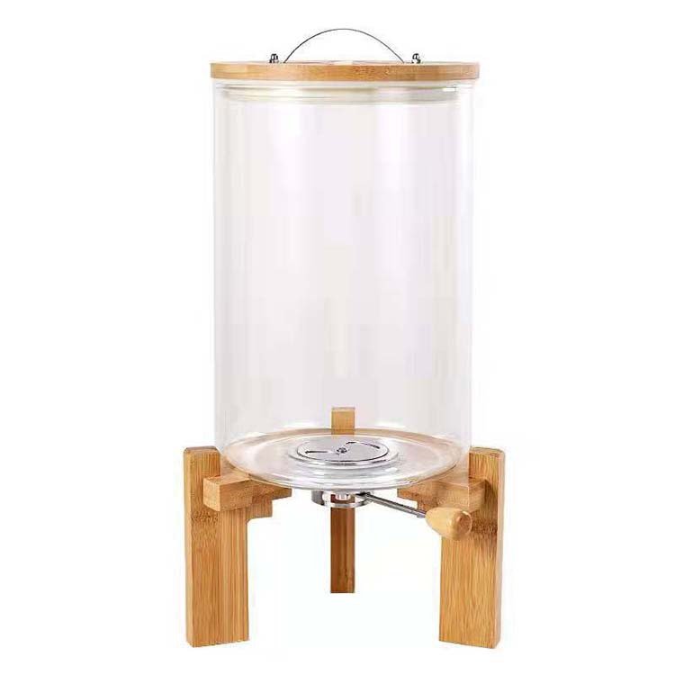 5L 7.5L Food Storage Glass Tank Large Capacity Kitchen Using High Borosilicate Rice Glass Jar with Bamboo Wooden Lid