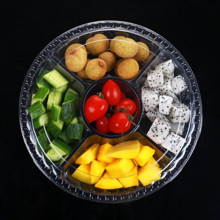 disposable 5 compartment plastic containers storage box for fruit