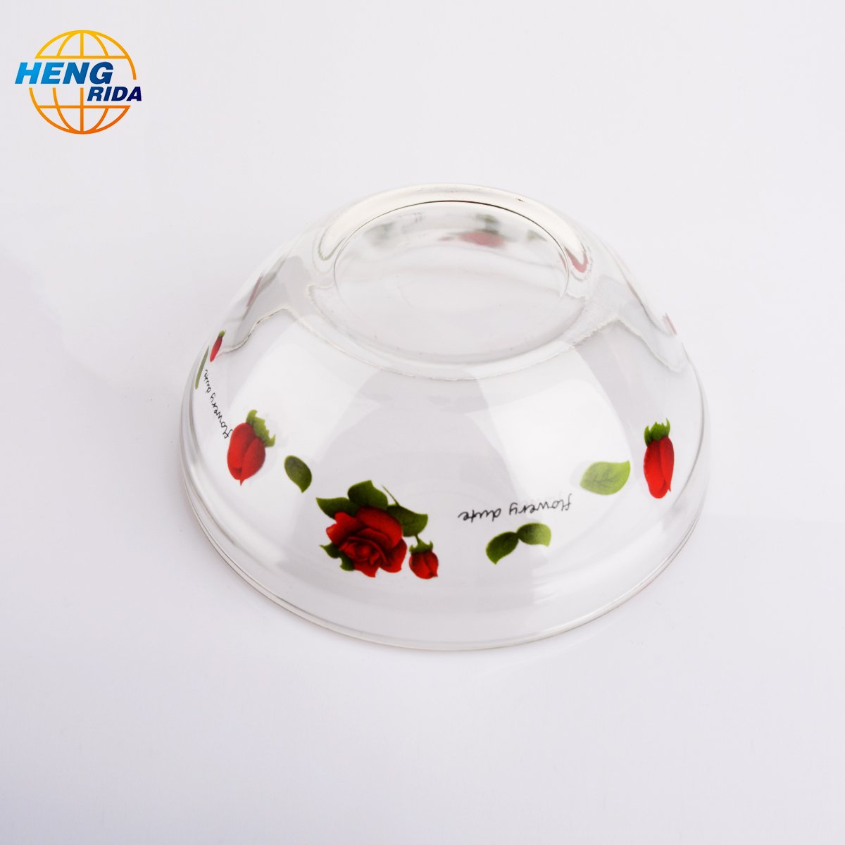 High borosilicate heat resistant Printed reinforced glass preservation salad bowl set of bowl Microwavable use with plastic lid