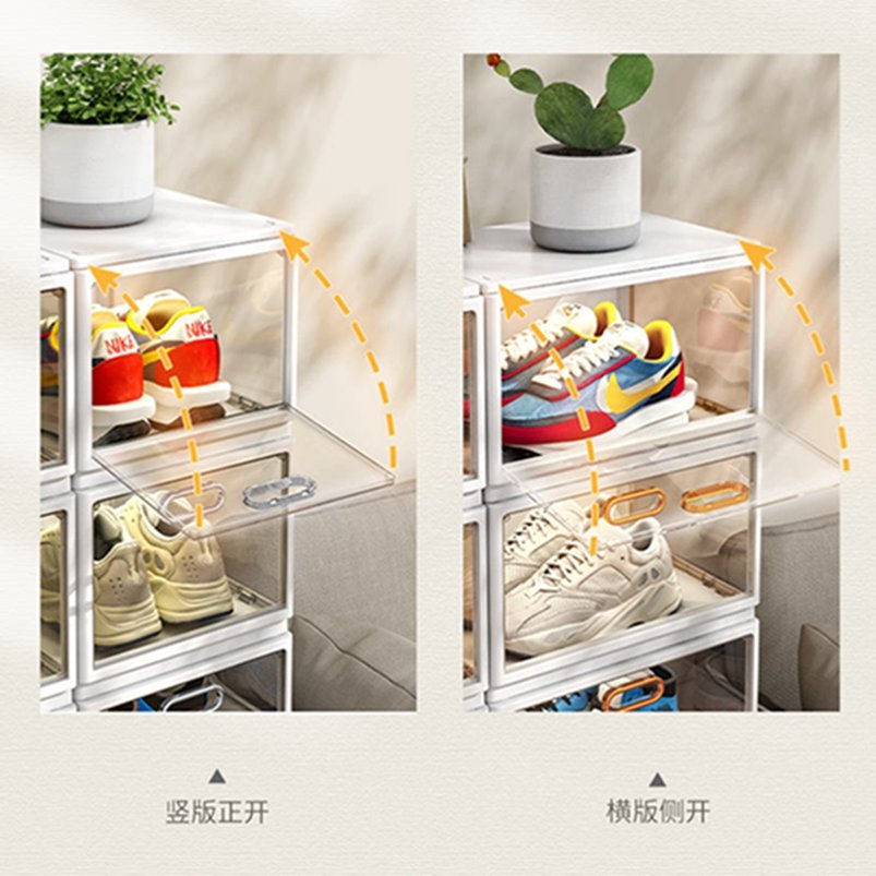 Installation-Free Shoe Box With Custom Logo Space-Saving Folding Shoe Rack Collapsible Dustproof Shoe Storage Box