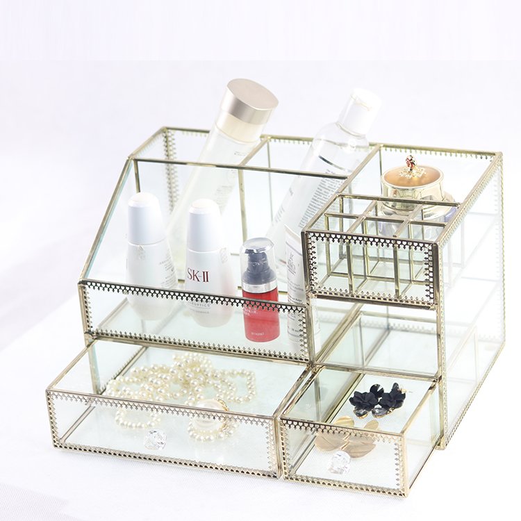 Much Compartments New Design Perfume Glass makeup organization storage box