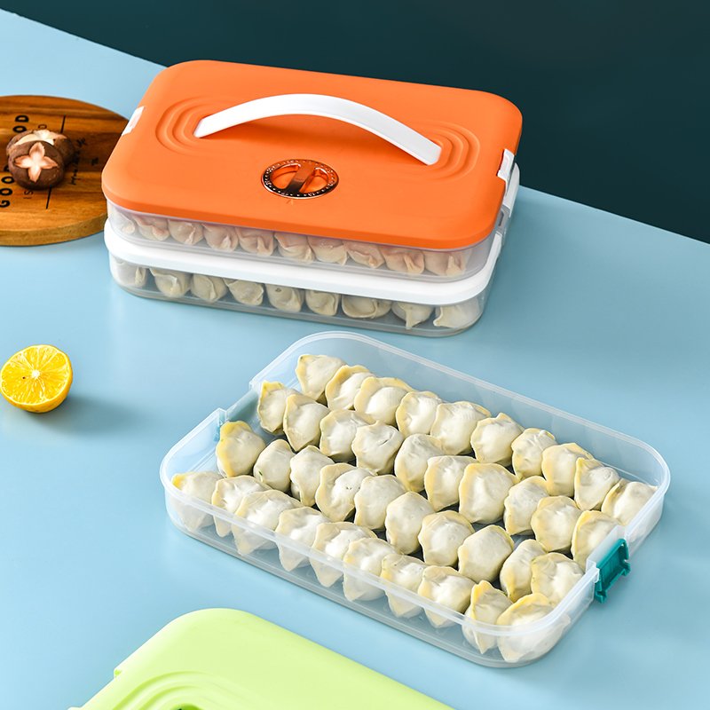 Household Large-capacity Storage Box Multi-layer Dumpling Tray with Timing Combination Frozen Dumpling Box Food Containers 50pcs