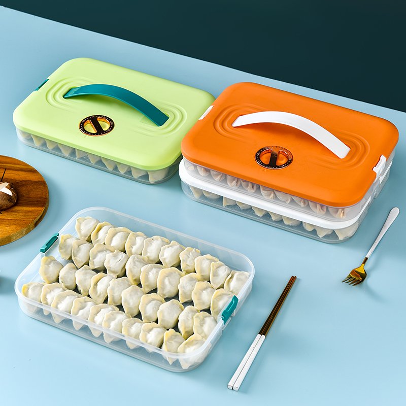 Household Large-capacity Storage Box Multi-layer Dumpling Tray with Timing Combination Frozen Dumpling Box Food Containers 50pcs