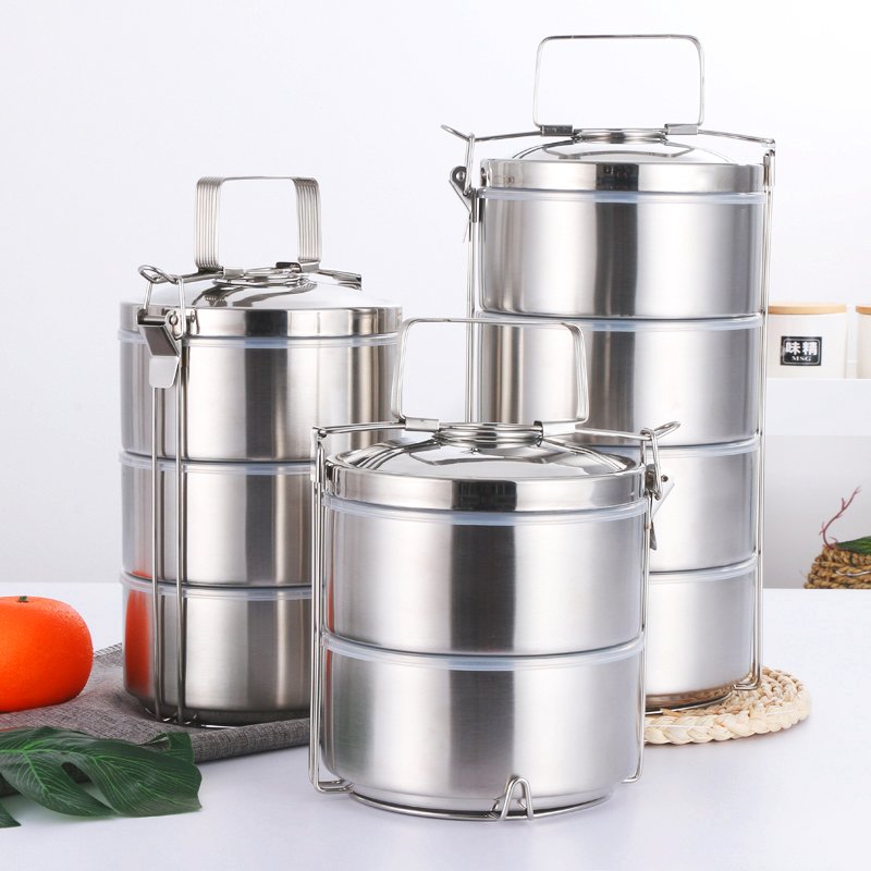 Wholesale Insulated Leakproof Tiffin Carrier Metal Stainless Steel Lunch Box Food Storage Box