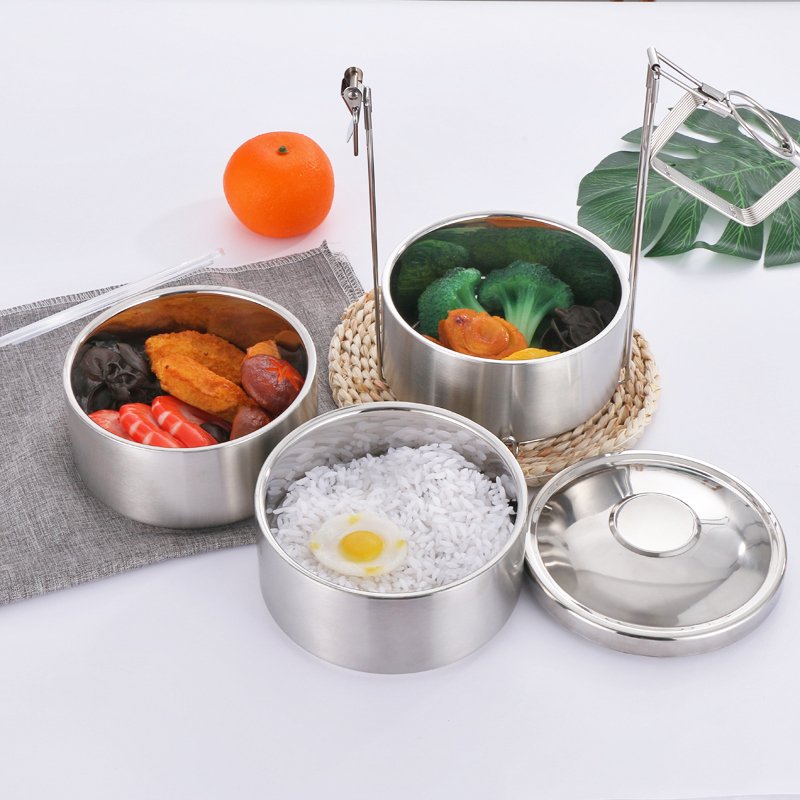 Wholesale Insulated Leakproof Tiffin Carrier Metal Stainless Steel Lunch Box Food Storage Box