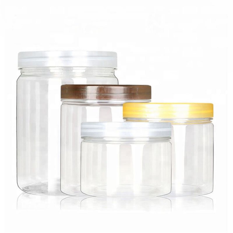 Round Clear PET Plastic Container With Lids Cookies Snack Dry Food Storage Container