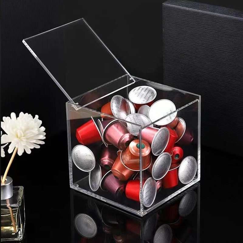 Square Transparent Eco-Friendly Acrylic Candy Storage Box Perspex Organizer for Display Kitchen Gift Wedding Candy Gift Box