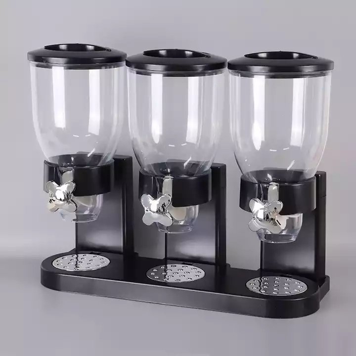 Wall Mounted Double Cereal Dispenser Dry Food Container Round Dispenser Storage Boxes for Store Nut Coffee Beans
