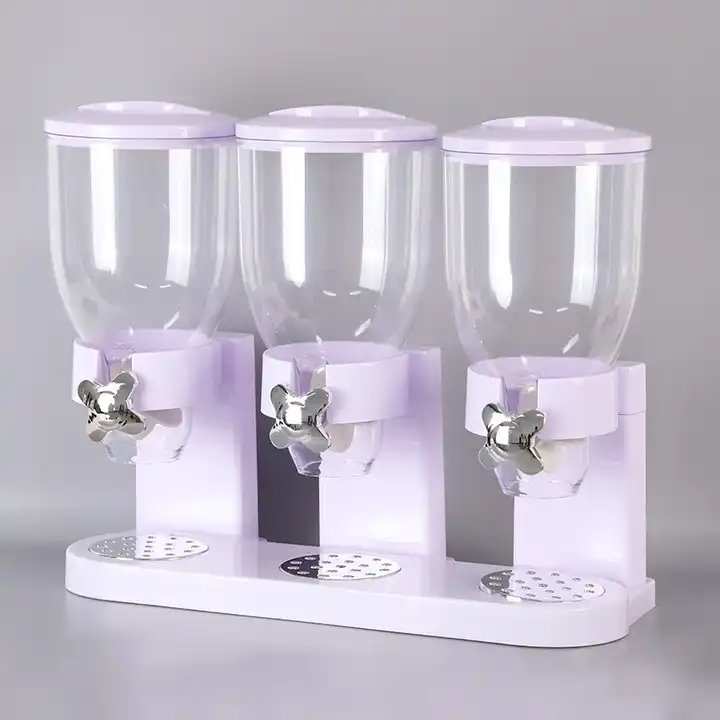 Wall Mounted Double Cereal Dispenser Dry Food Container Round Dispenser Storage Boxes for Store Nut Coffee Beans