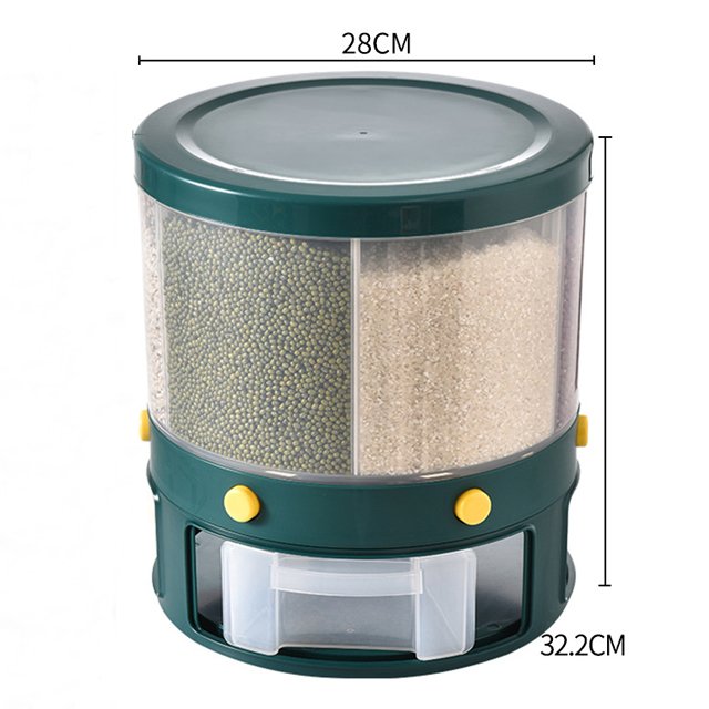 Cereal Dry Grain Storage Box Sealed Against Insects Moisture Rotate Rice Dispenser Kitchen Organizer