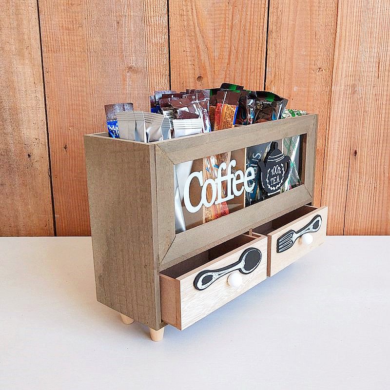 Wholesale Wooden Coffee Station Organizer with Drawer, Wooden Coffee Bar Accessories Organizer for Countertop,Kitchen,Bedroom