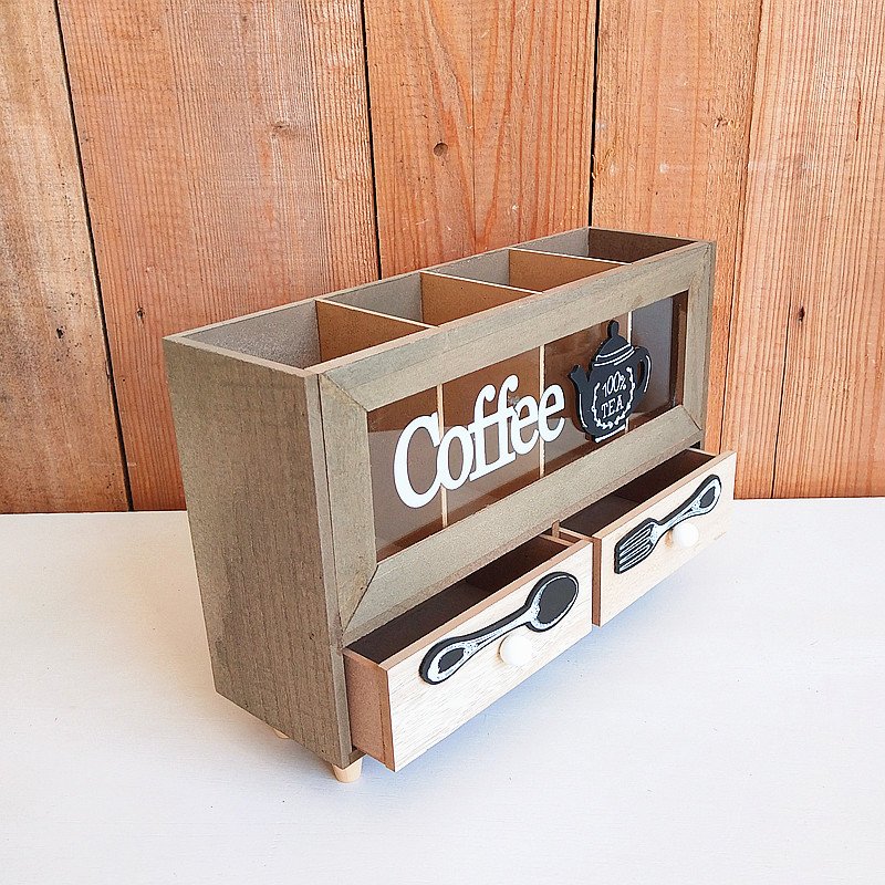 Wholesale Wooden Coffee Station Organizer with Drawer, Wooden Coffee Bar Accessories Organizer for Countertop,Kitchen,Bedroom