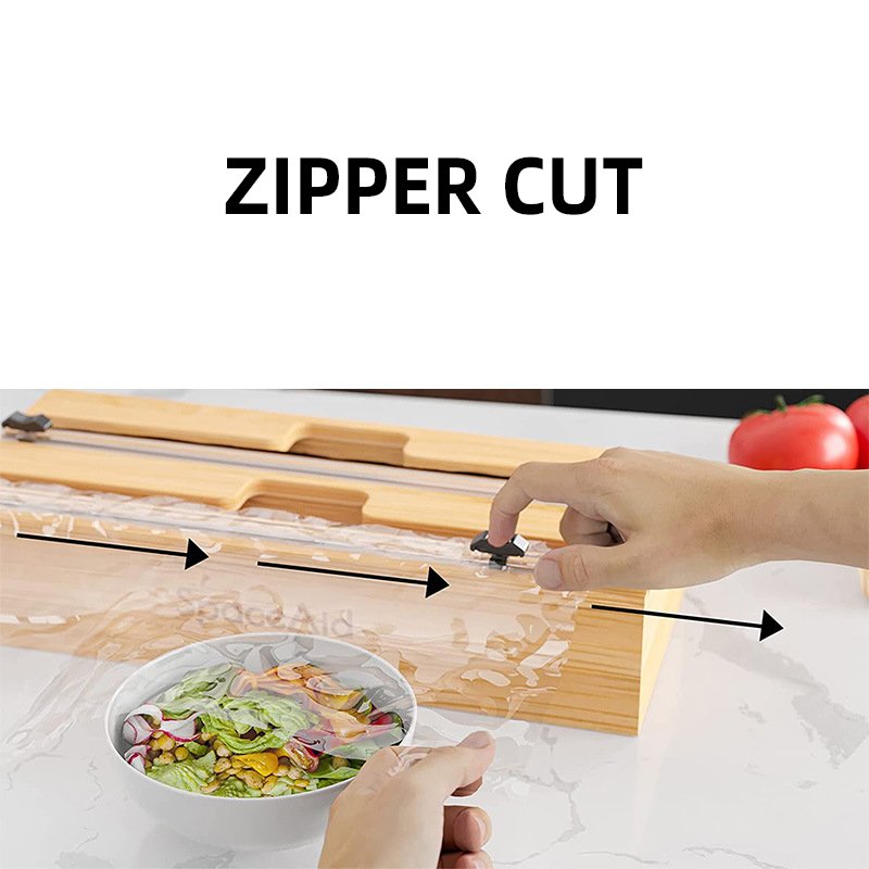 2 in1 cling film plastic label aluminum foil and wax paper plastic storage organizer food dispenser for kitchen