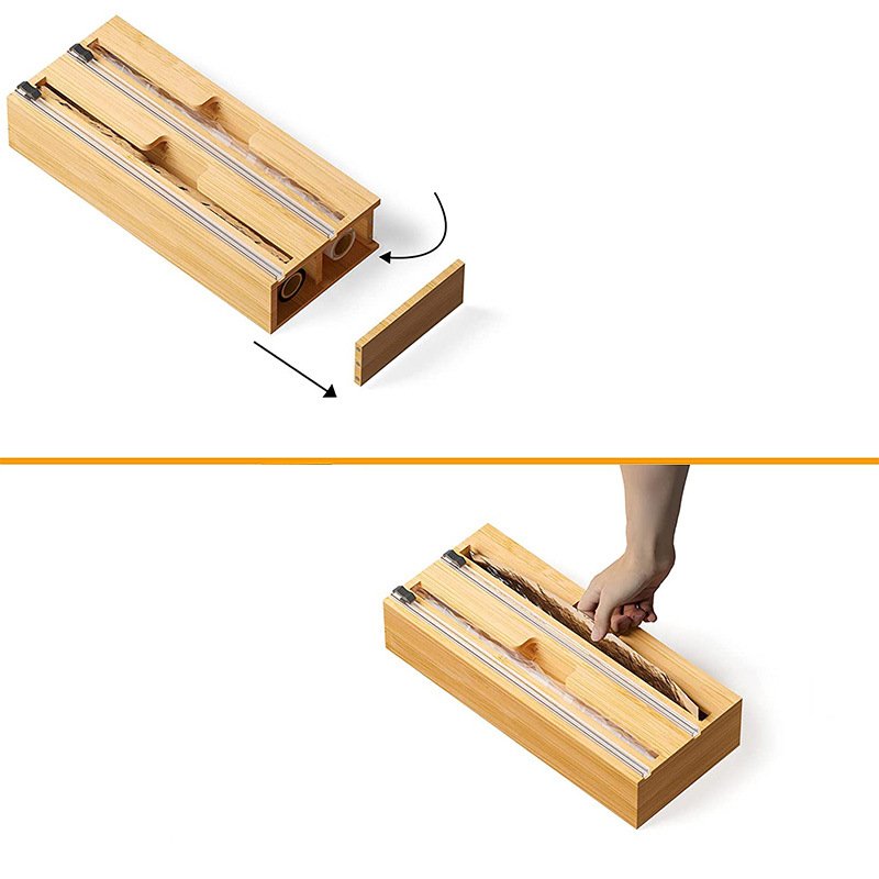 2 in1 cling film plastic label aluminum foil and wax paper plastic storage organizer food dispenser for kitchen