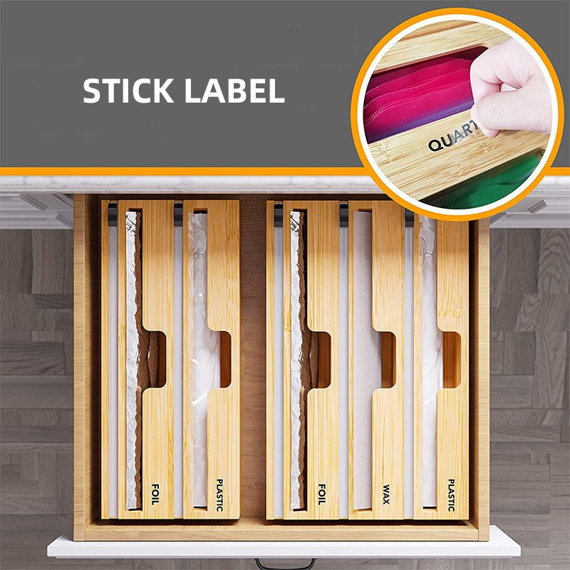 2 in1 cling film plastic label aluminum foil and wax paper plastic storage organizer food dispenser for kitchen