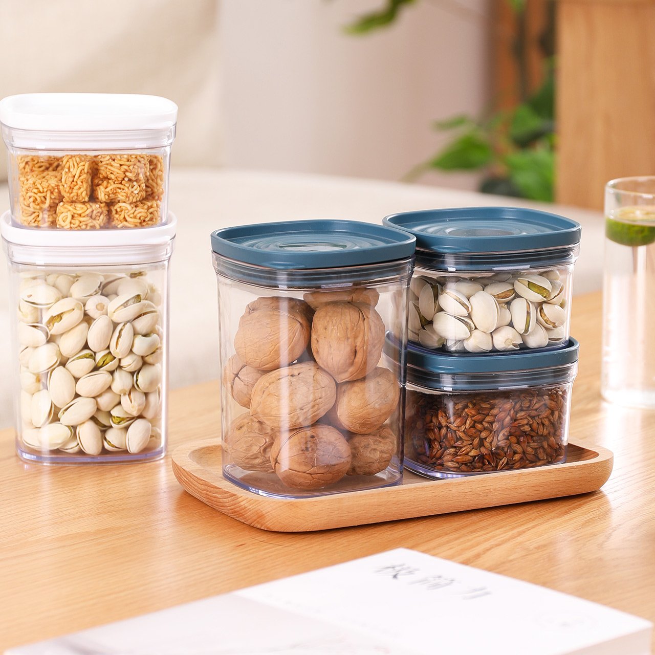 Clear BPA Free Air Tight Easy Open Lids Cereal Seal Pot Dry Food Storage Containers for Pantry Organization