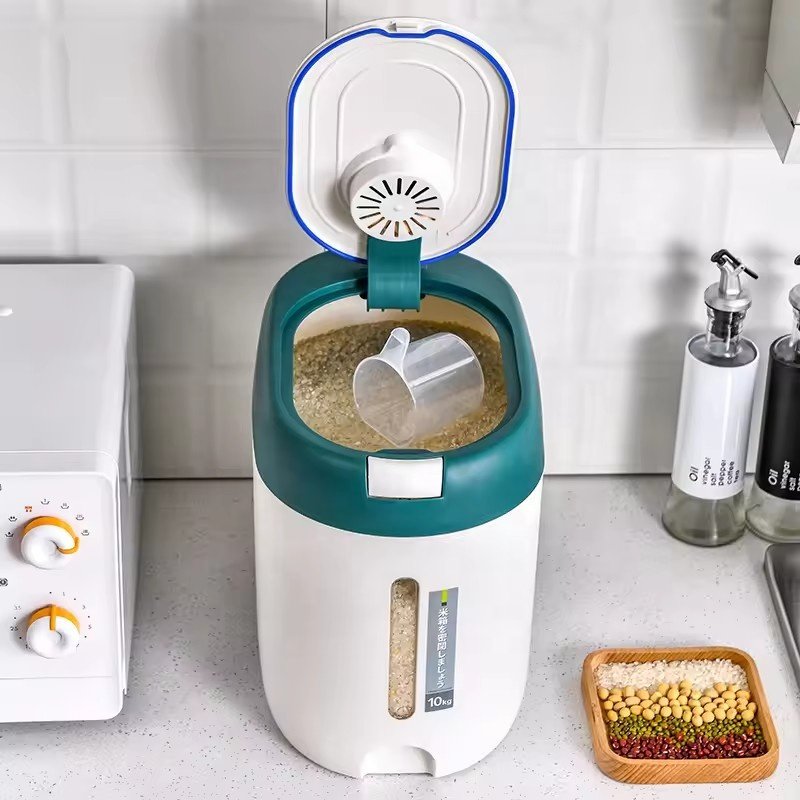 Most Popular High Quality 10kg Airtight Rice Bin Pet Food Store Container for Kitchen Flour Storage Plastic Storage Box