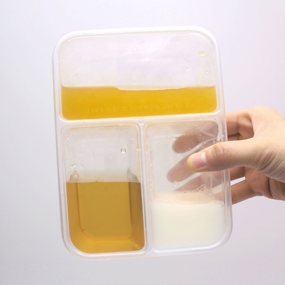Disposable black plastic pp meal prep container microwave safe meal box food packaging with 3 compartments