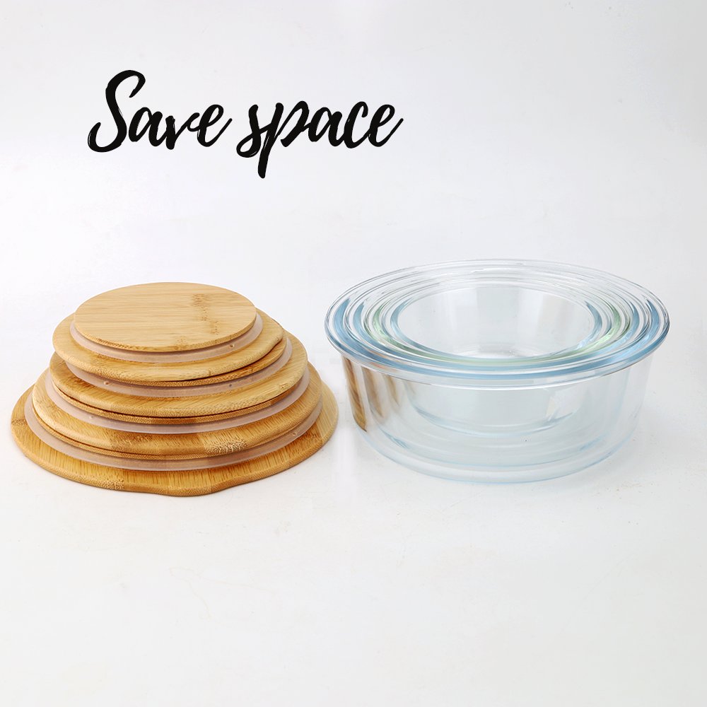 Hot Sale Eco-Friendly Glass Food Storage Containers With Bamboo Lid