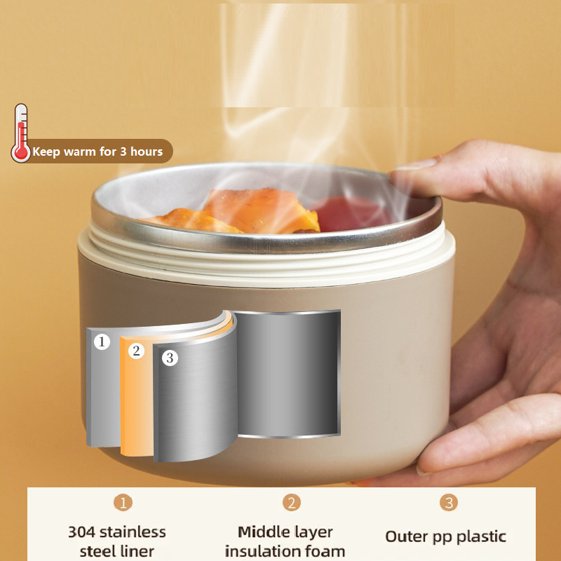 Portable 3pcs Food Warmer Container Stackable Stainless Steel Bento Box Thermal Insulated Lunch Box