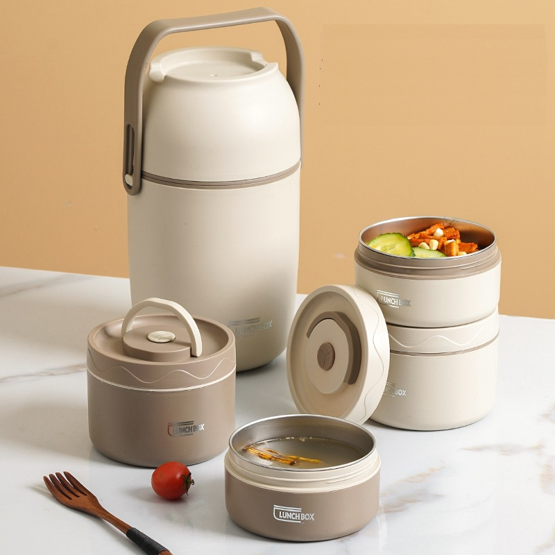 Portable 3pcs Food Warmer Container Stackable Stainless Steel Bento Box Thermal Insulated Lunch Box
