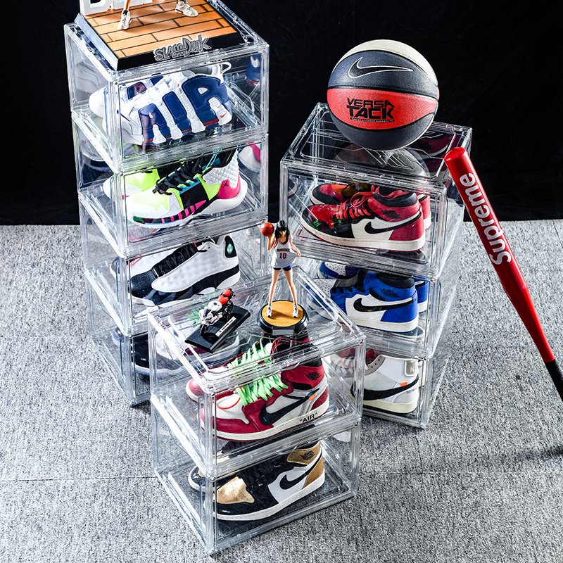 Acrylic clear shoe boxes plastic transparent sneaker shoes storage box organizer