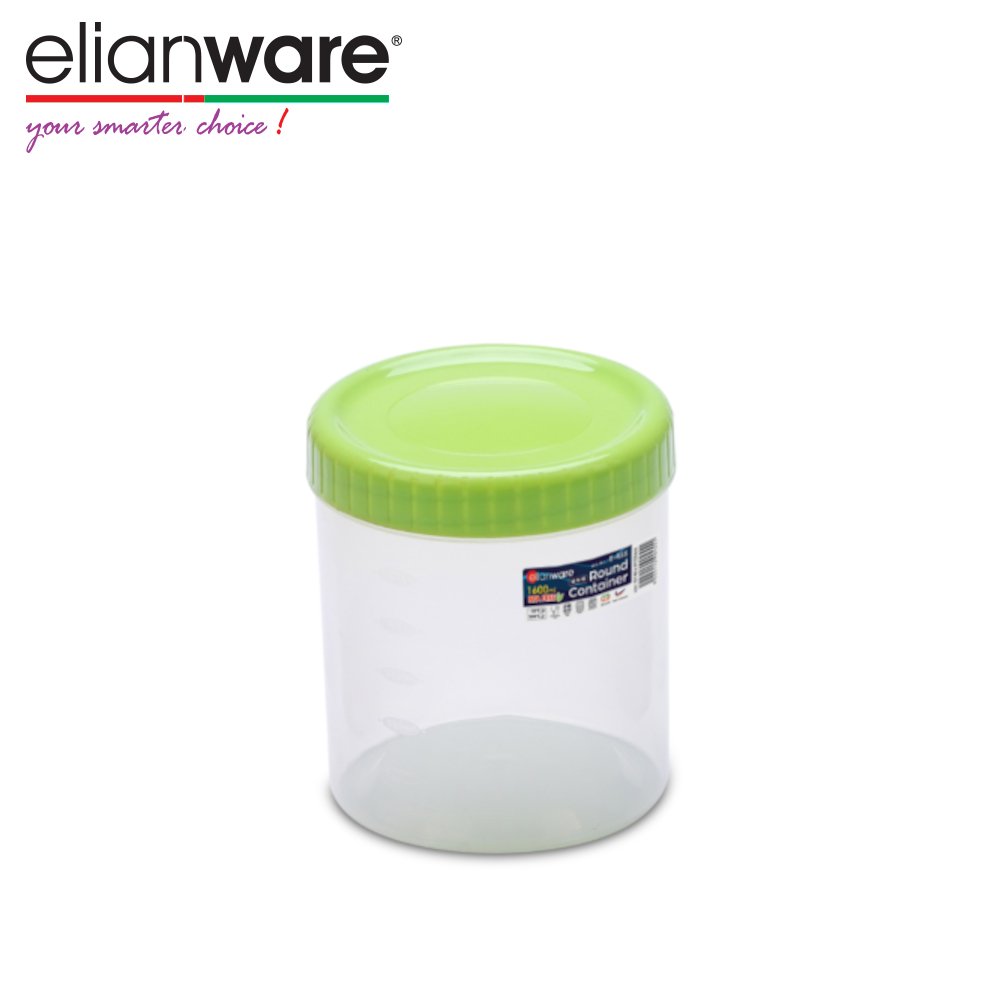 Elianware Microwavable Twisted Lid Lock Malaysia Cookies Food Storage Round Cylinder Plastic Container
