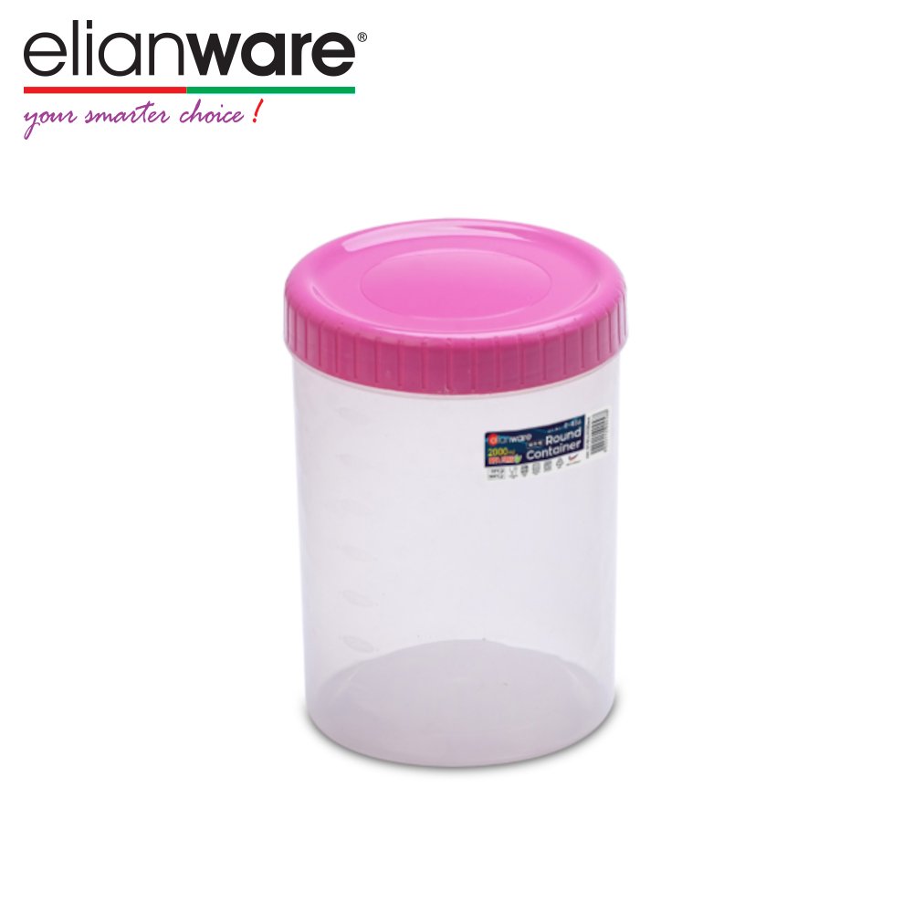 Elianware Microwavable Twisted Lid Lock Malaysia Cookies Food Storage Round Cylinder Plastic Container