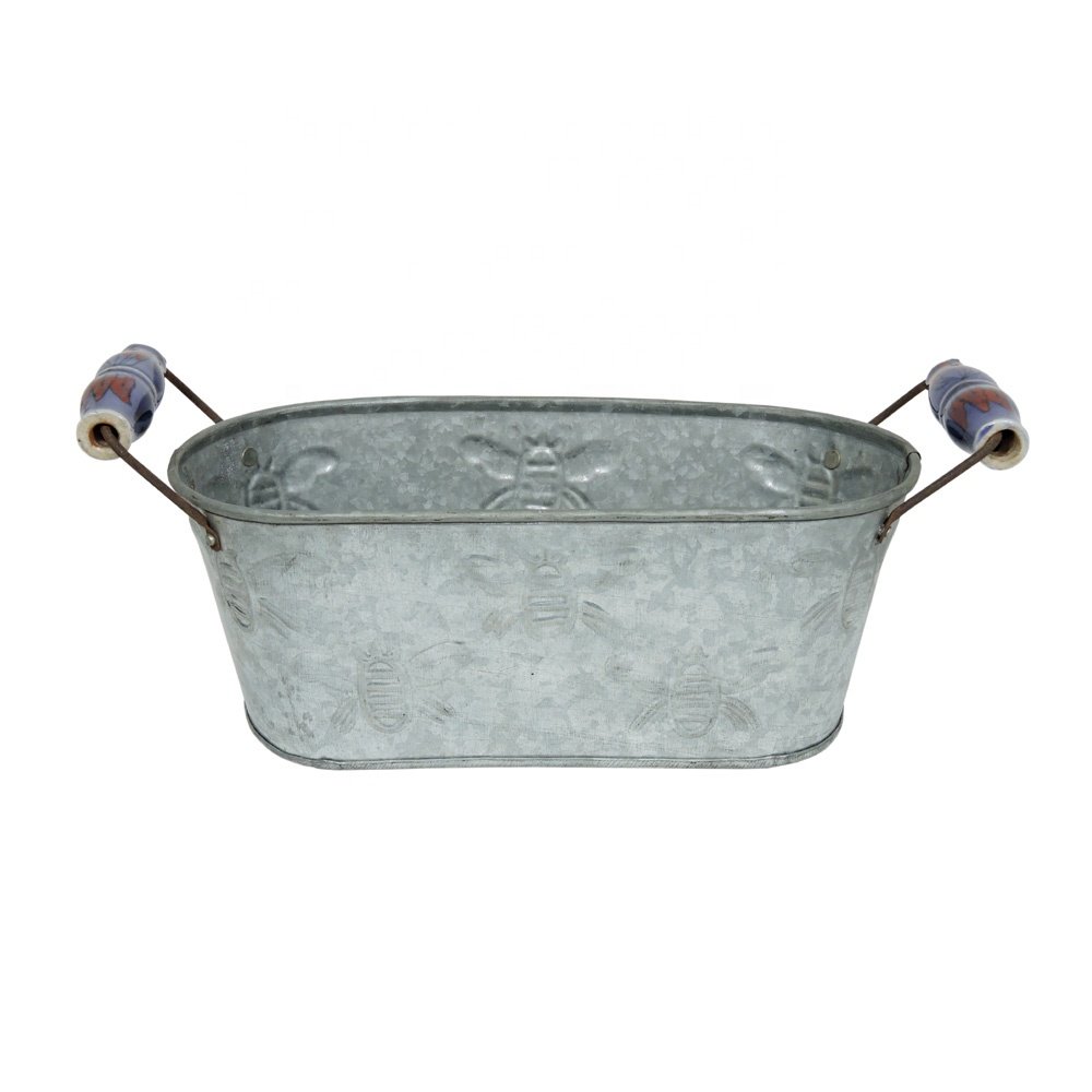 Iron Metal Galvanized Ice Bucket food storage and container use in kitchen table top storage ice container
