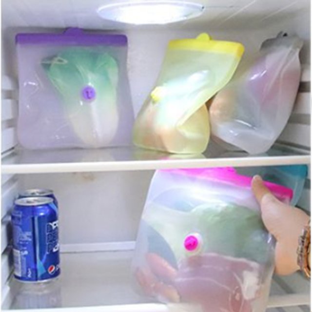 Wholesale cheap 3 Pack Food Storage containers food grade liquid ziplock silicone reusable food storage bags for Snack Sandwich