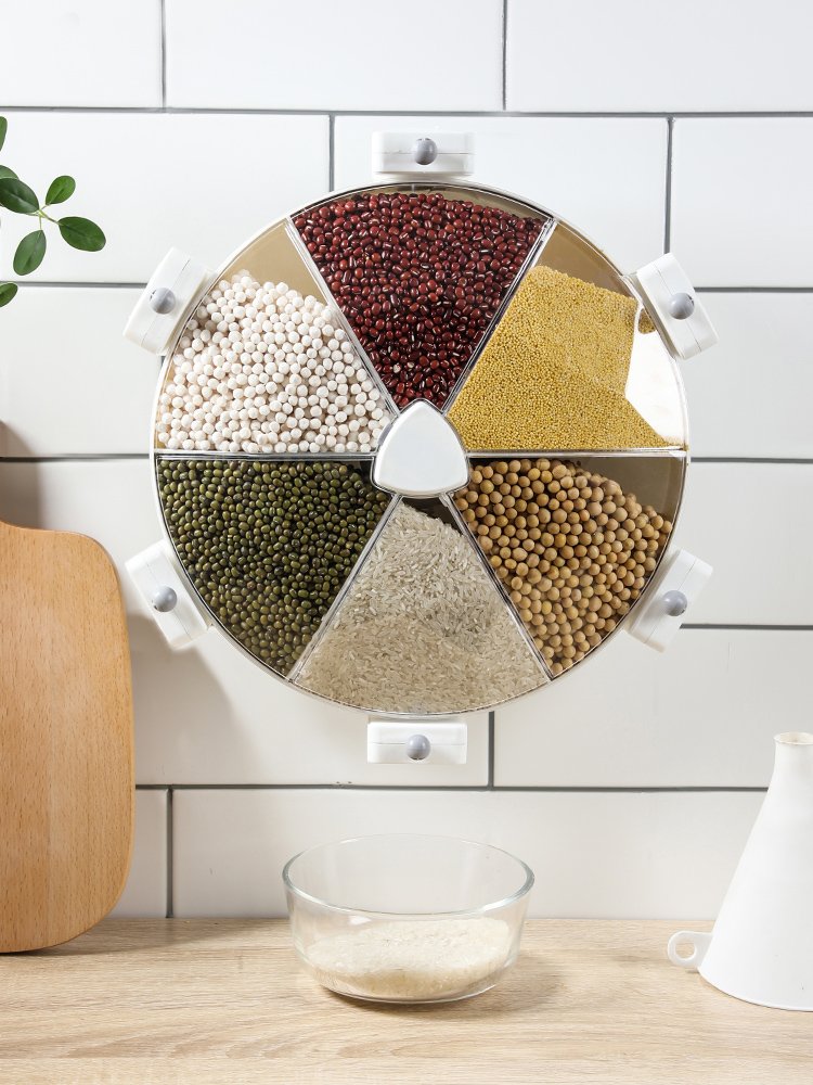 2021 hot sale new design PC+PP+ABS+Metal material 8.5L capacity grain storage box rotatable sorting rice tank