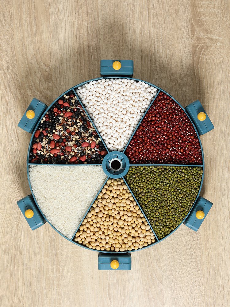 2021 hot sale new design PC+PP+ABS+Metal material 8.5L capacity grain storage box rotatable sorting rice tank