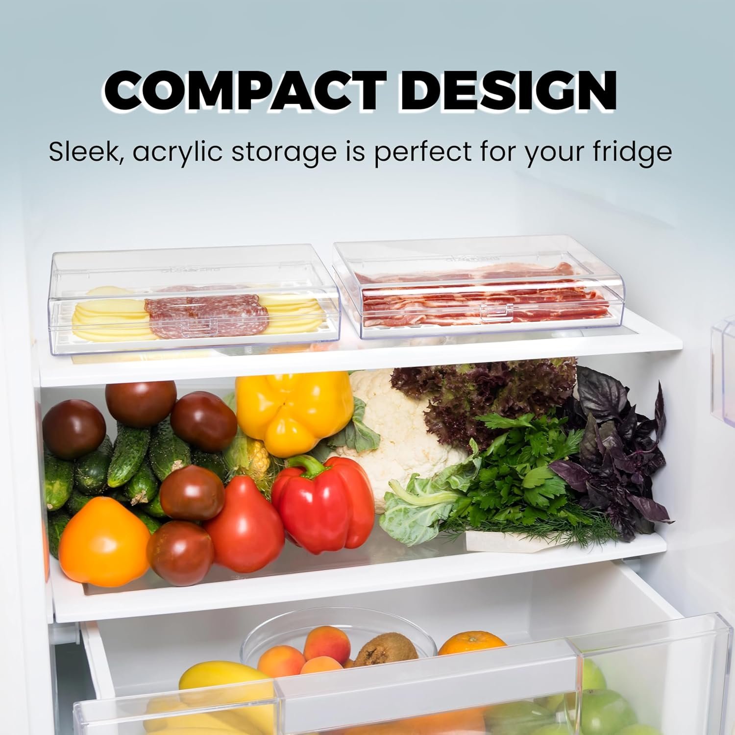 Clear Durable Plastic Bacon Keeper Storage Container Deli Meat Storage Container with Tong