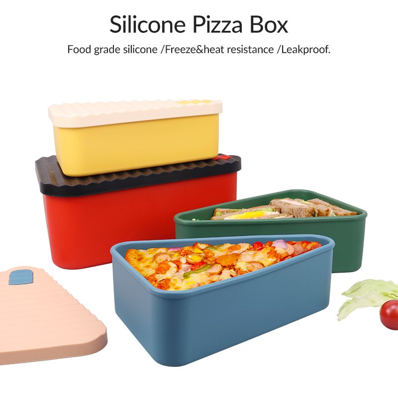 Custom Size Durable Reusable Microwavable Oven Safe Food Grade Silicone Food Storage Container Pizza Dough Proof Boxes With Lid
