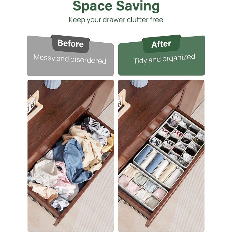 10 Pack Drawer Organizers for Clothing Dresser Clothes Socks Underwear Organizer Fabric Foldable Dividers Storage Boxes for Bras