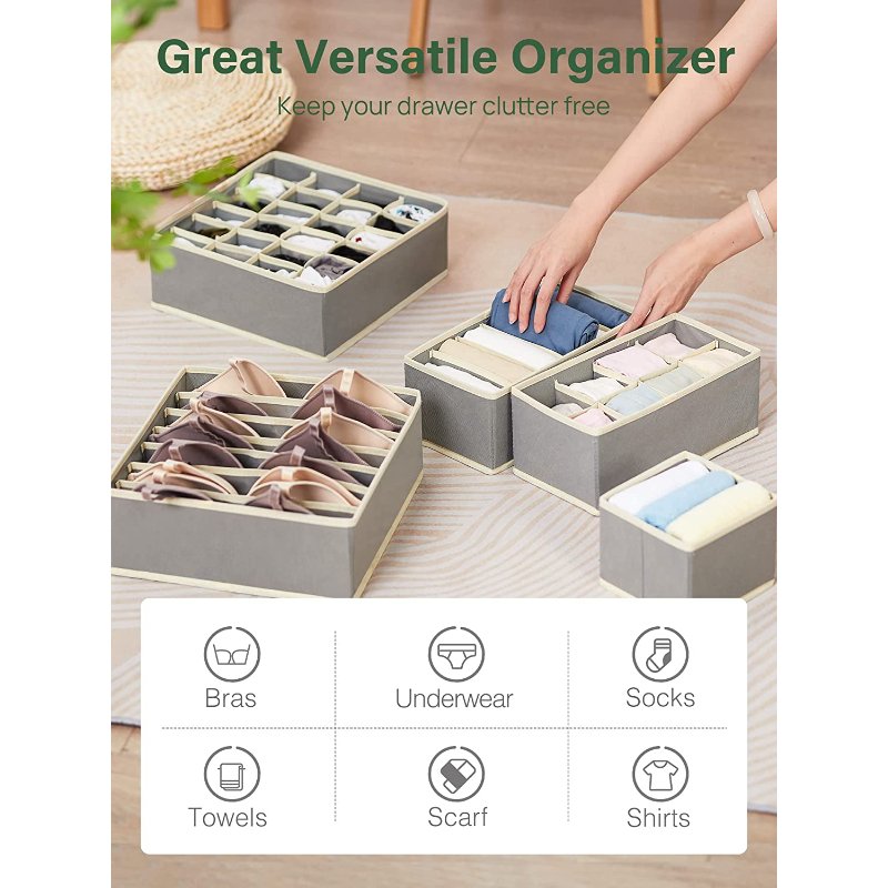 10 Pack Drawer Organizers for Clothing Dresser Clothes Socks Underwear Organizer Fabric Foldable Dividers Storage Boxes for Bras