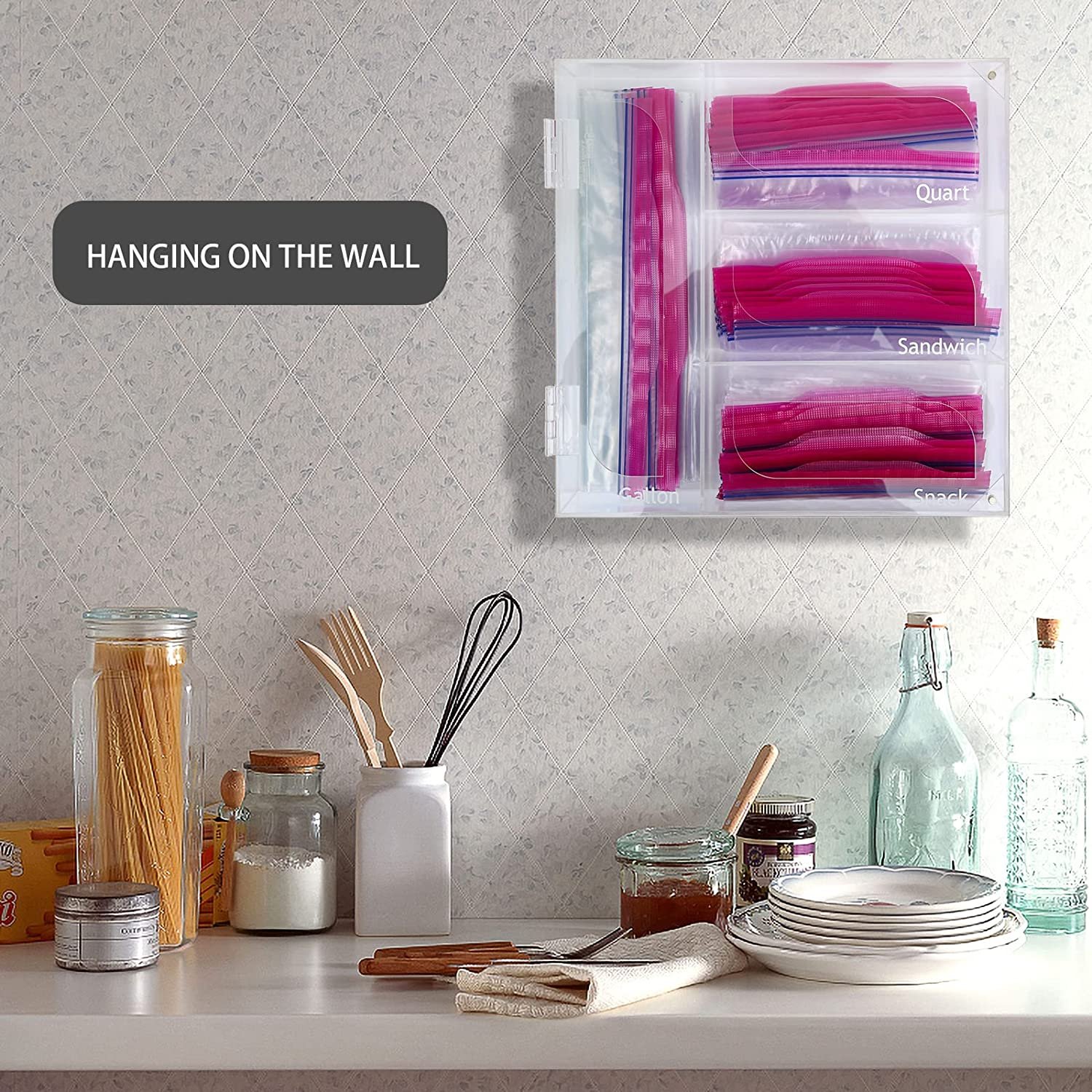 Modern Food Storage Bag Organizer Acrylic Ziplock Bag Storage Organizer for Kitchen Drawer