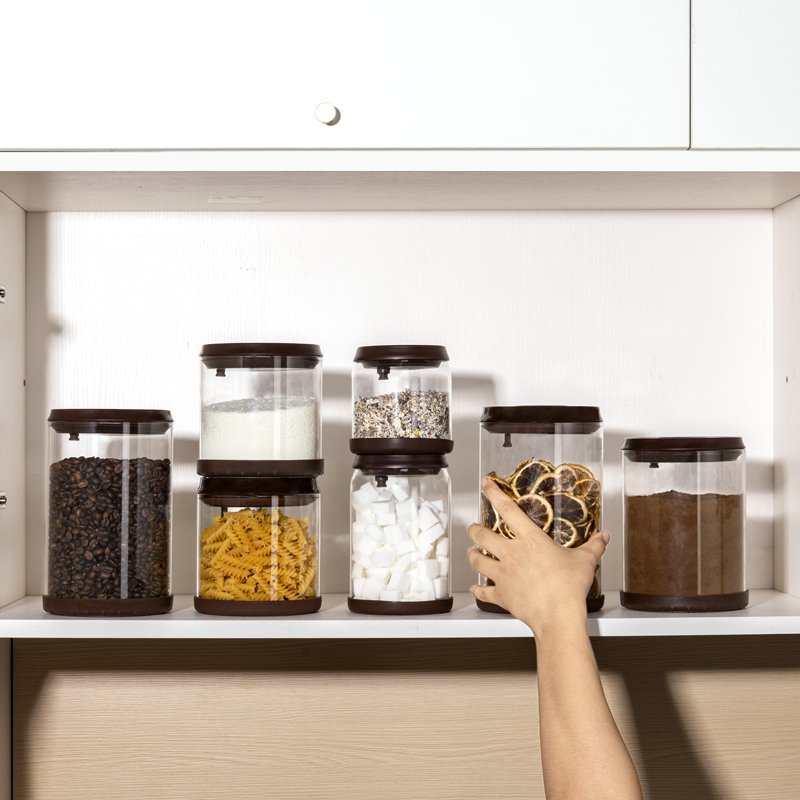 wholesale fridge kitchen storage organizer ecofriendly cereal food storage container High quality keep fresh coffee glass jar