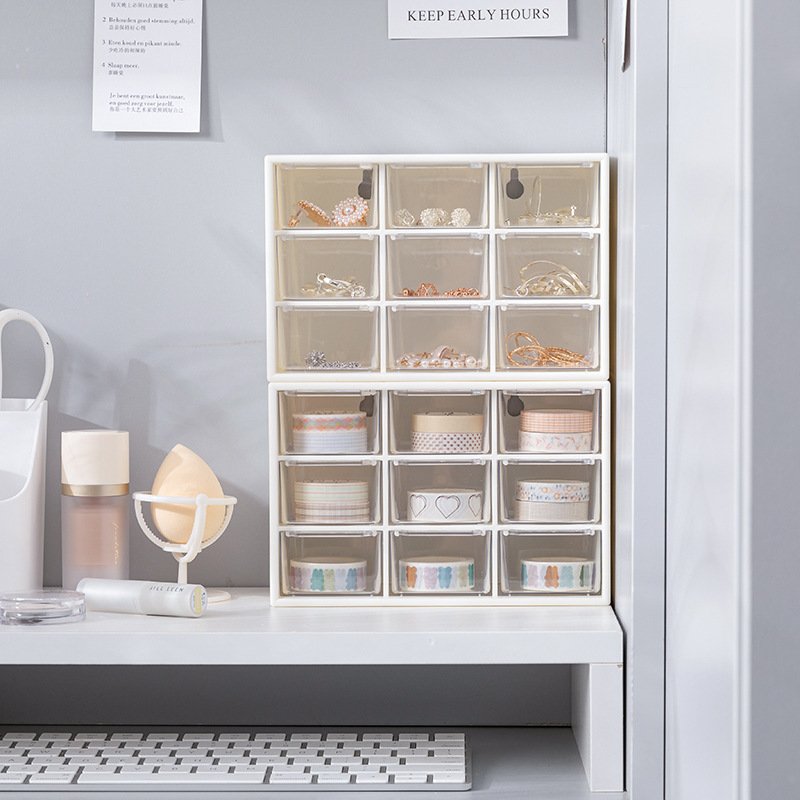 Personalized Competitive Price 6/9/12 Grids Transparent Plastic Tabletop Organizer Desktop Drawers Desktop Storage Box Drawer