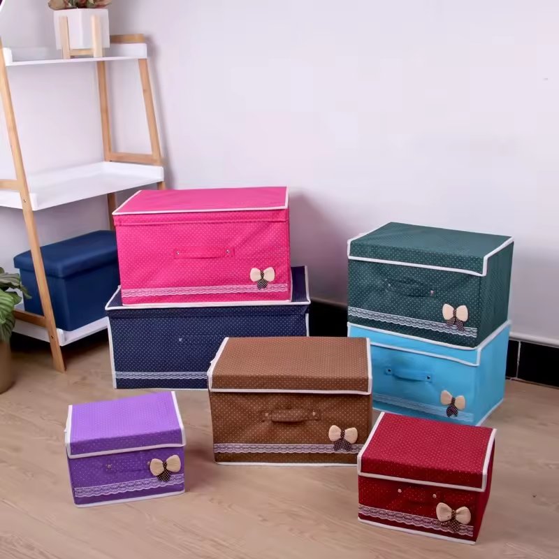 Collapsible storage box New non-woven multi-color storage box Family clothes and living room sundries can be folded storage box