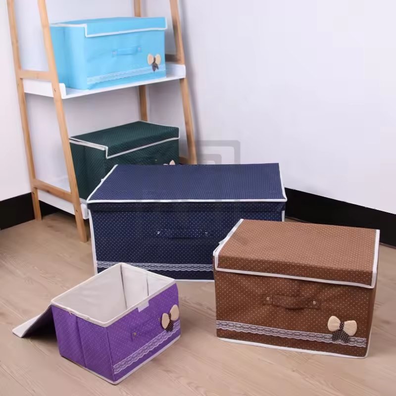 Collapsible storage box New non-woven multi-color storage box Family clothes and living room sundries can be folded storage box